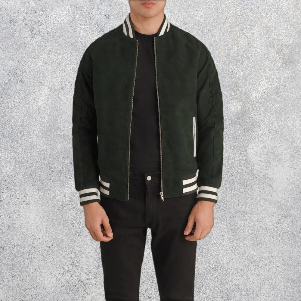 Pascal Green Suede Varsity Jacket