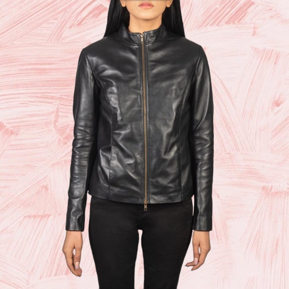 Rumella Black Leather Biker Jacket