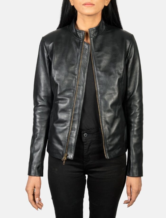 Rumella Black Leather Biker Jacket