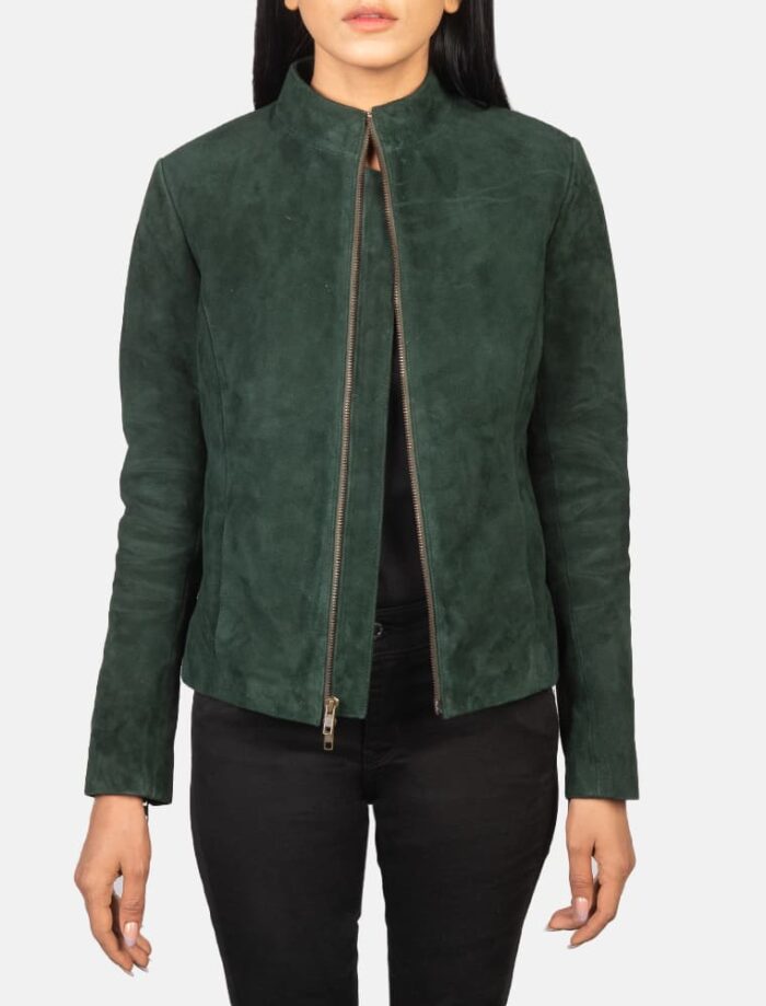 Rumella Green Suede Biker Jacket