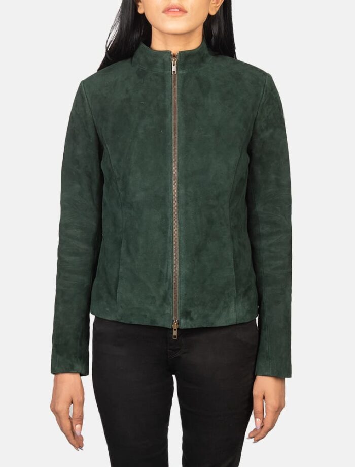 Rumella Green Suede Biker Jacket