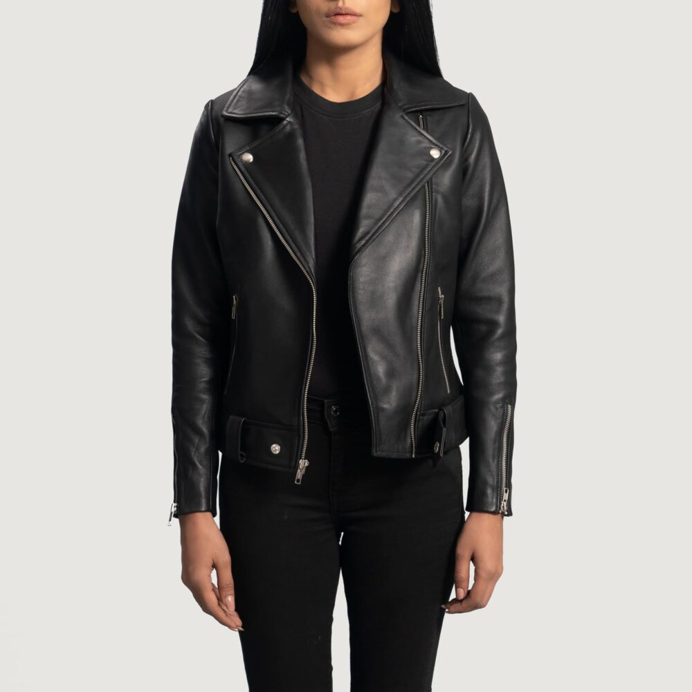 Rumy Black Leather Biker Jacket