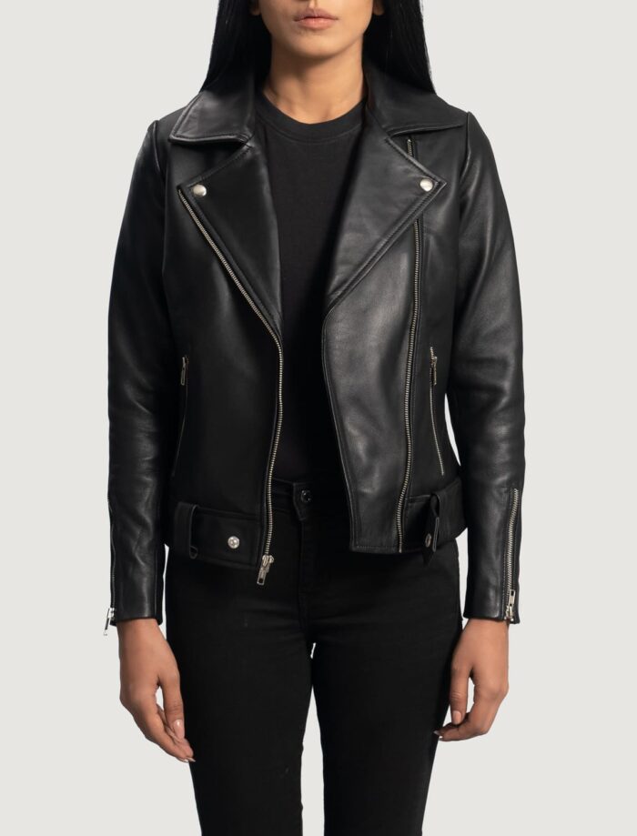 Rumy Black Leather Biker Jacket