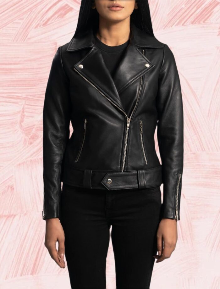 Rumy Black Leather Biker Jacket