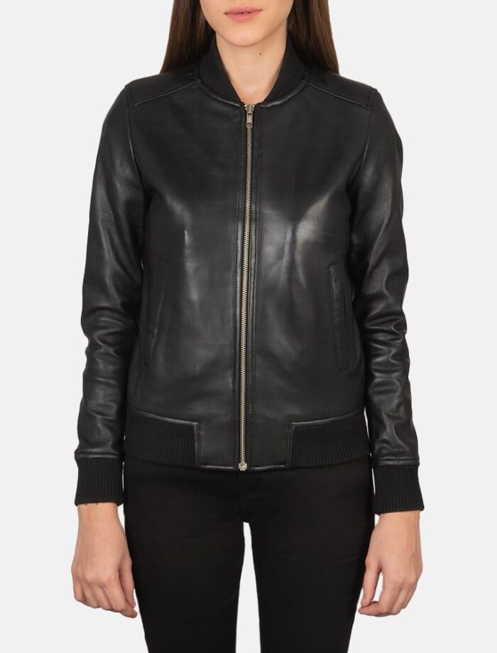 SaltCo Leather Womens Bliss Black Leather Bomber Jacket