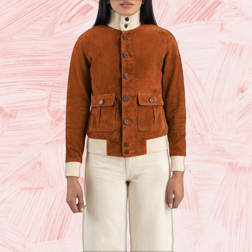 Sasha A1 Brown Suede Bomber Jacket