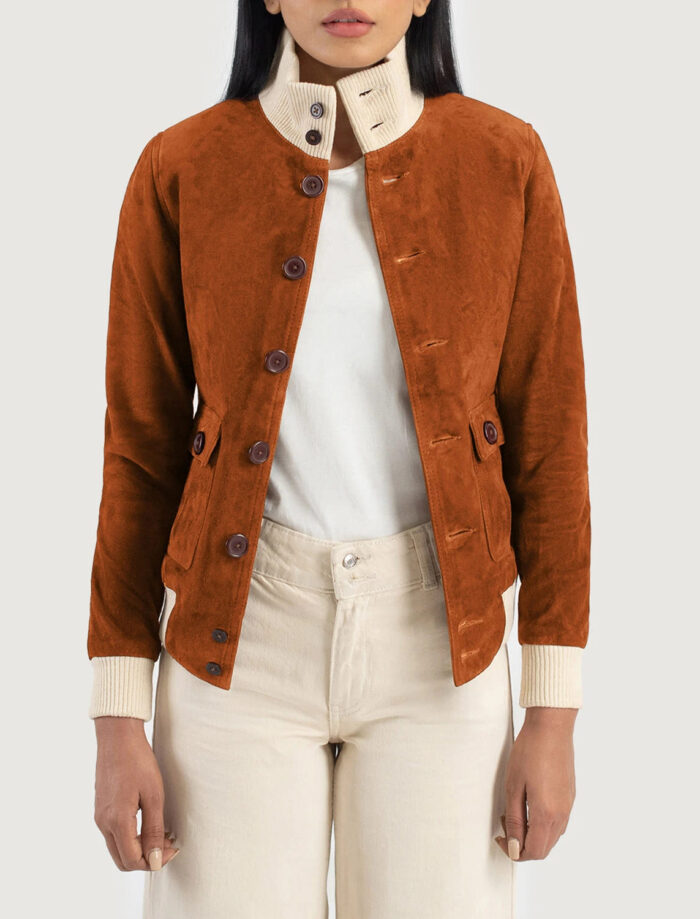 Sasha A1 Brown Suede Bomber Jacket