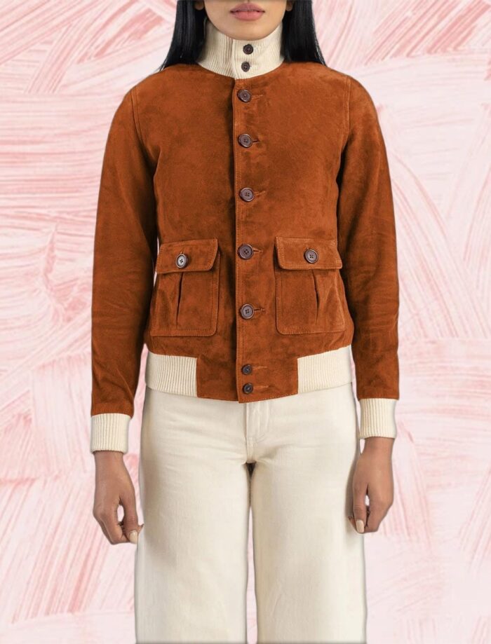 Sasha A1 Brown Suede Bomber Jacket