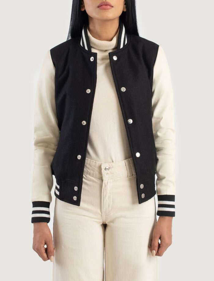 Savant Black & White Hybrid Varsity Jacket