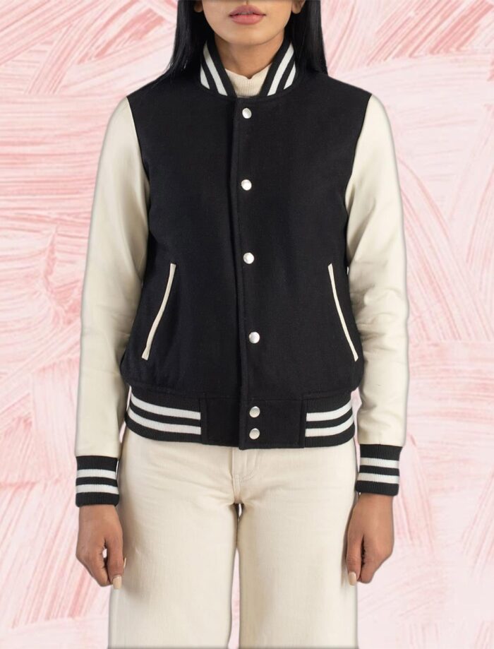 Savant Black & White Hybrid Varsity Jacket