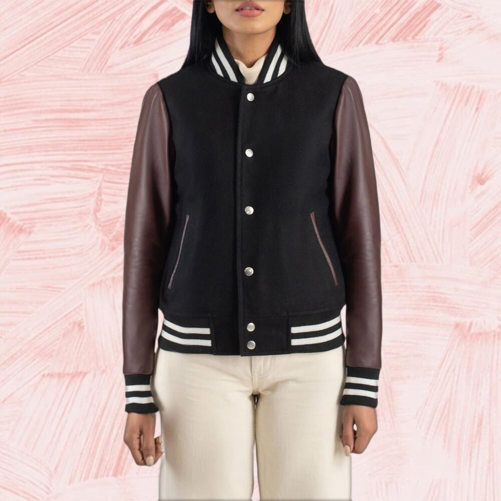 Savant Maroon & Black Hybrid Varsity Jacket