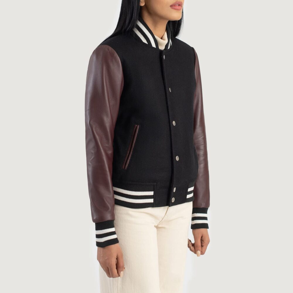 Savant Maroon & Black Hybrid Varsity Jacket