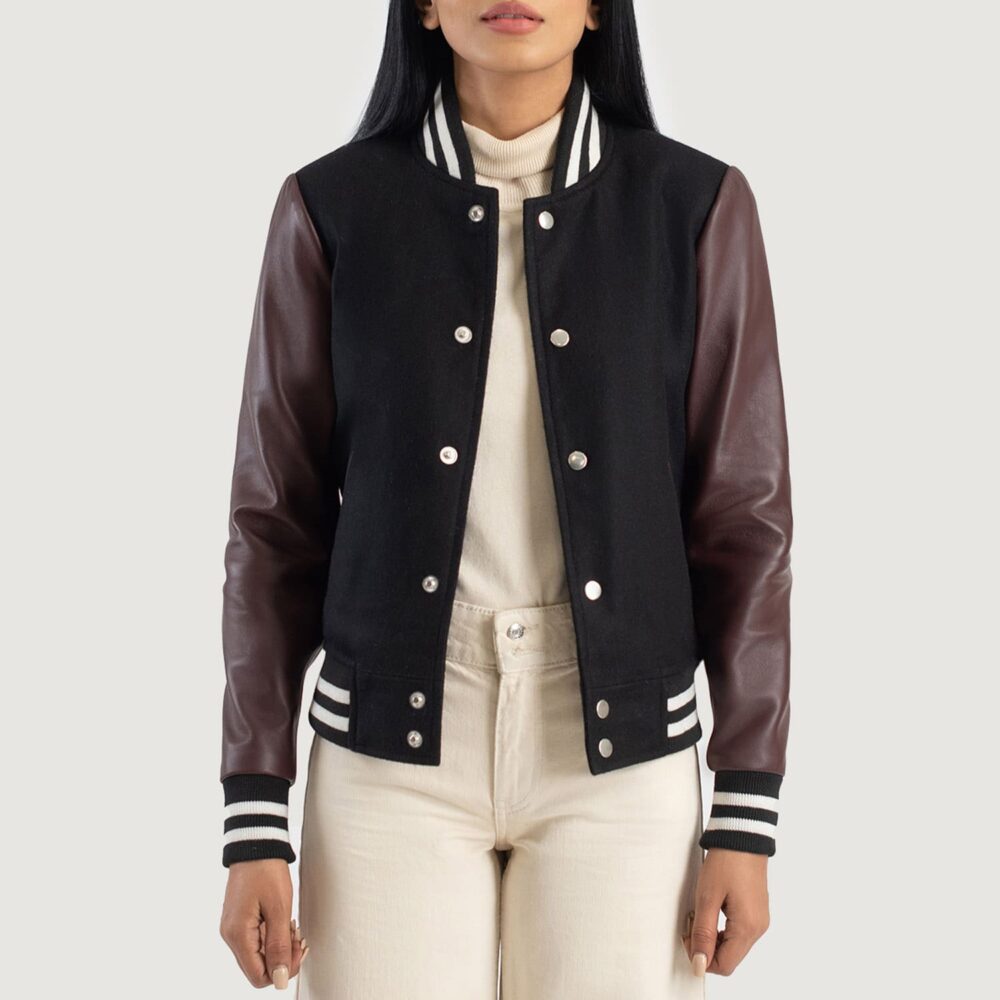 Savant Maroon & Black Hybrid Varsity Jacket