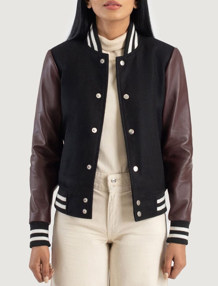 Savant Maroon & Black Hybrid Varsity Jacket