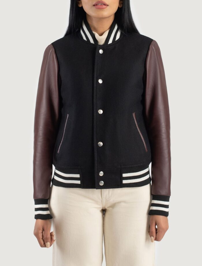 Savant Maroon & Black Hybrid Varsity Jacket