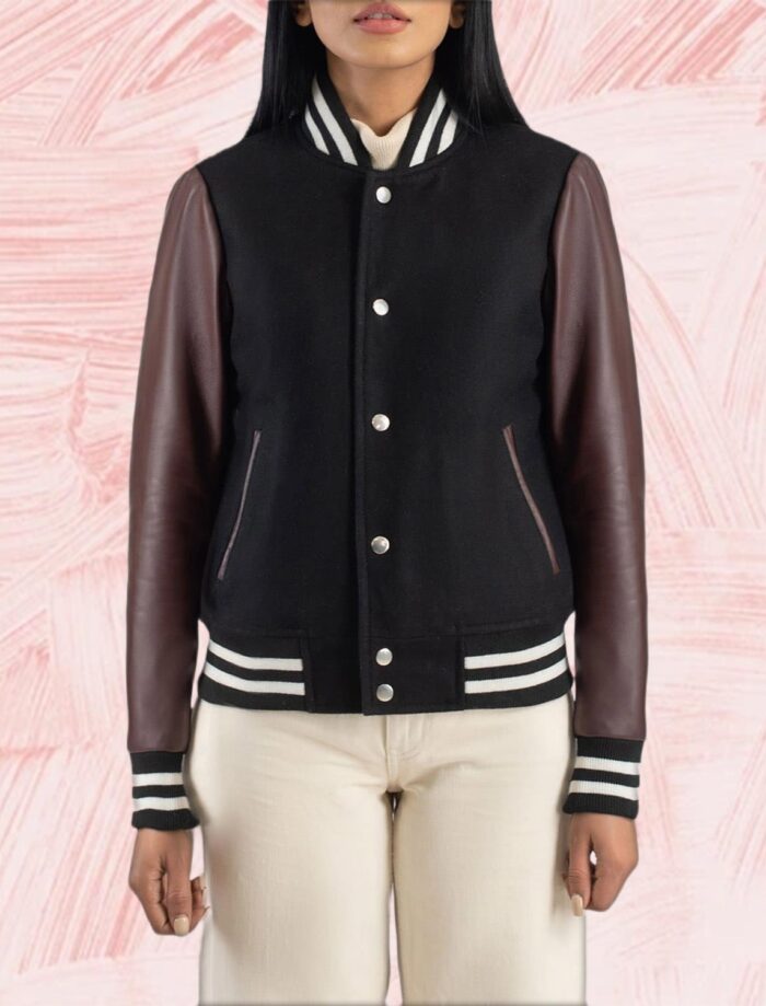 Savant Maroon & Black Hybrid Varsity Jacket