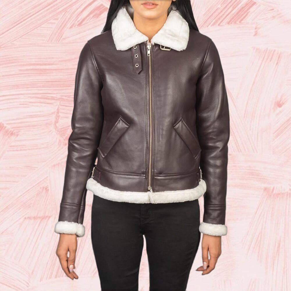 Sherilyn B-3 Maroon Leather Bomber Jacket
