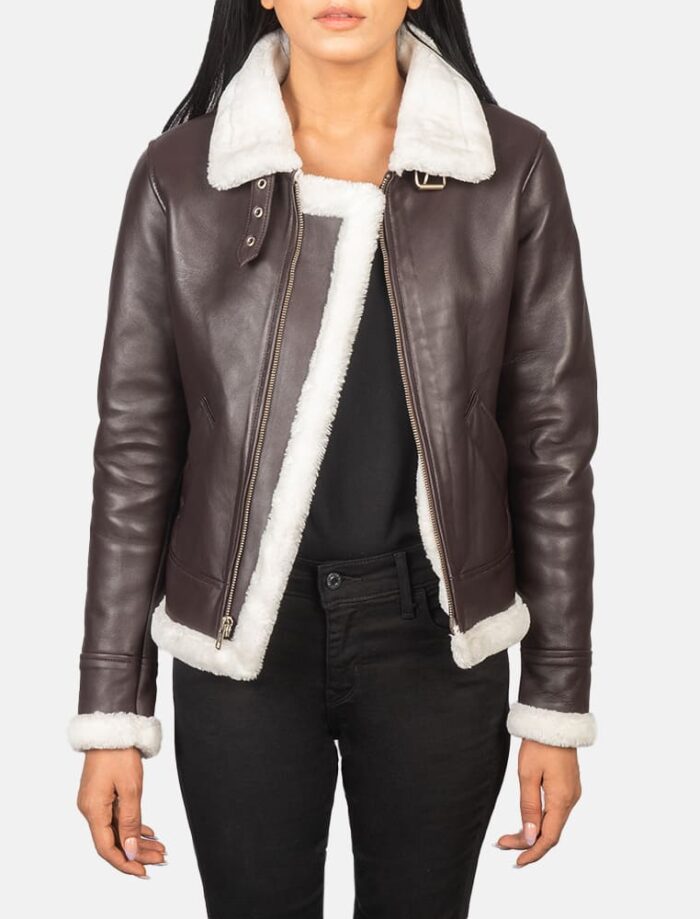 Sherilyn B-3 Maroon Leather Bomber Jacket