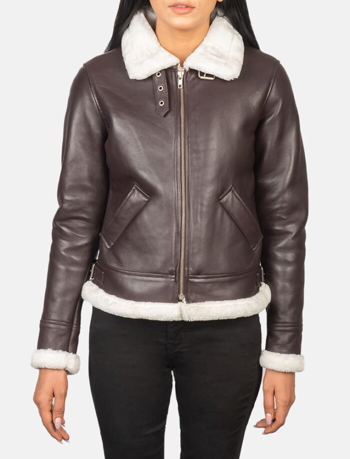 Sherilyn B-3 Maroon Leather Bomber Jacket