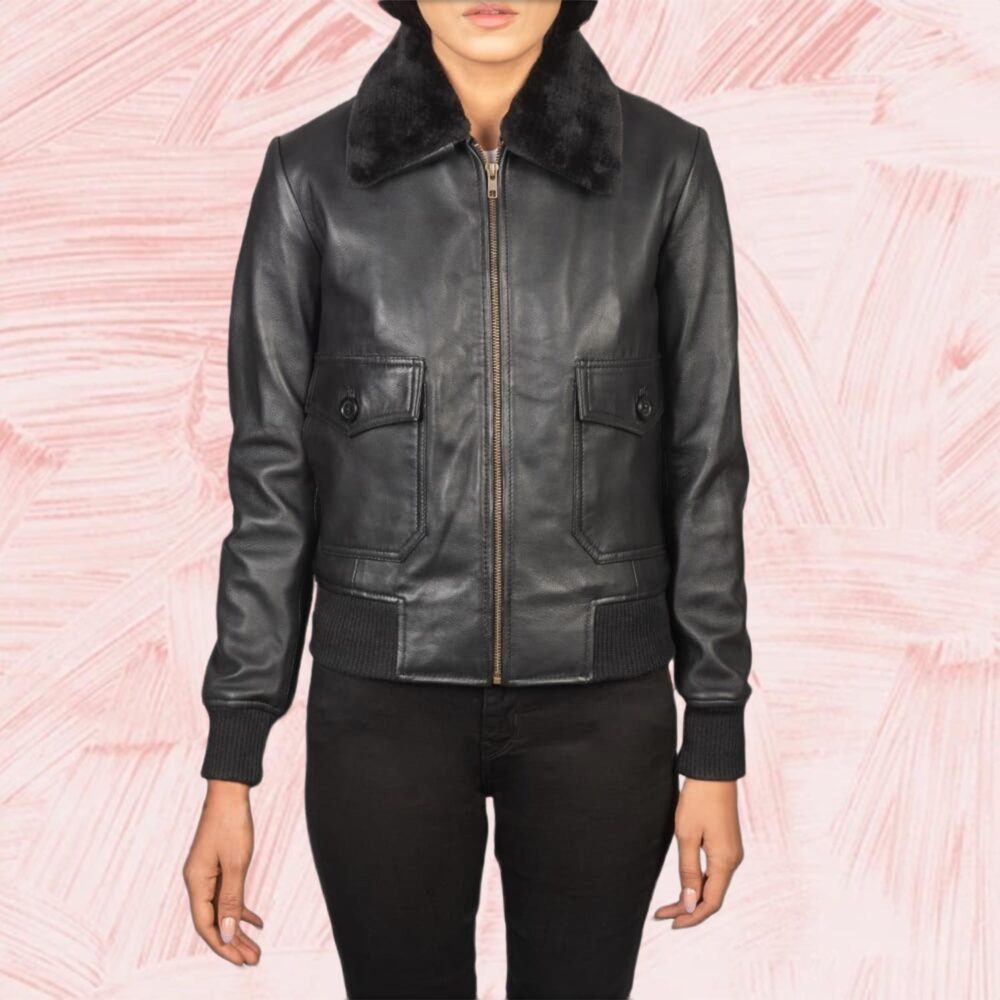 Stella G-1 Black Leather Bomber Jacket