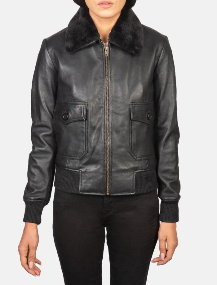 Stella G-1 Black Leather Bomber Jacket