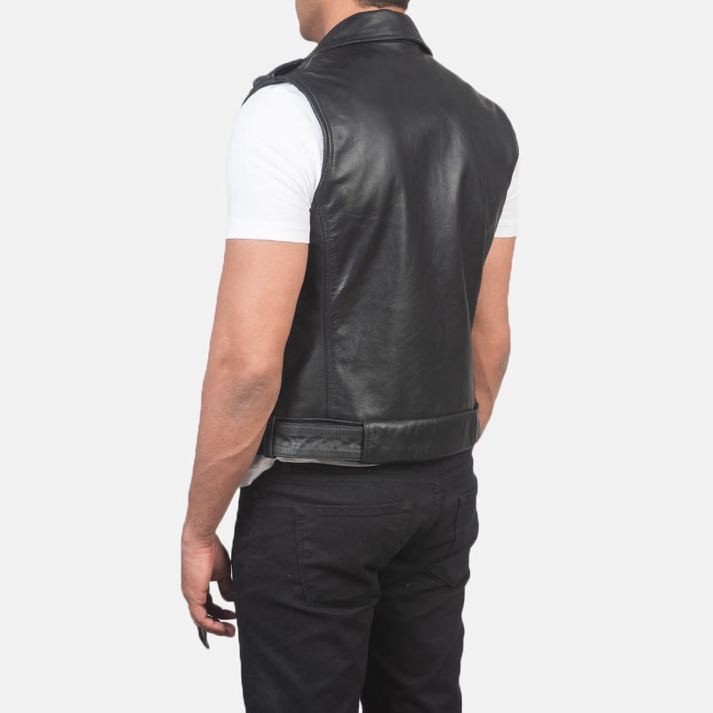 Sullivan Black Leather Biker Vest 5