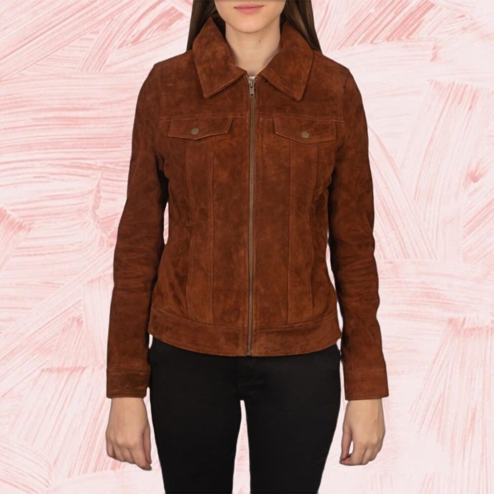 Suzy Brown Suede Trucker Jacket