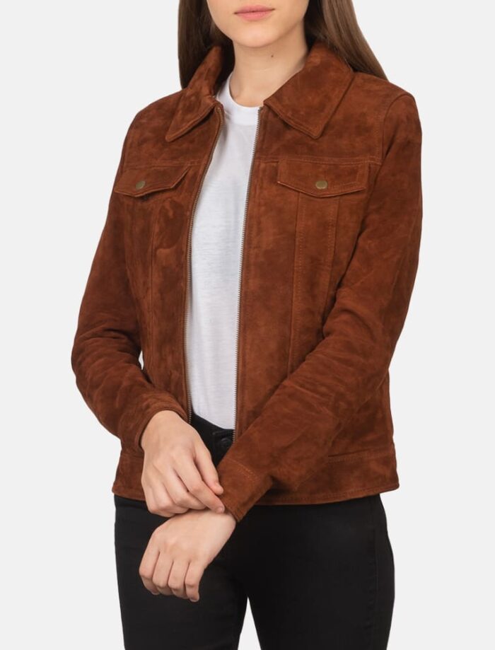 Suzy Brown Suede Trucker Jacket