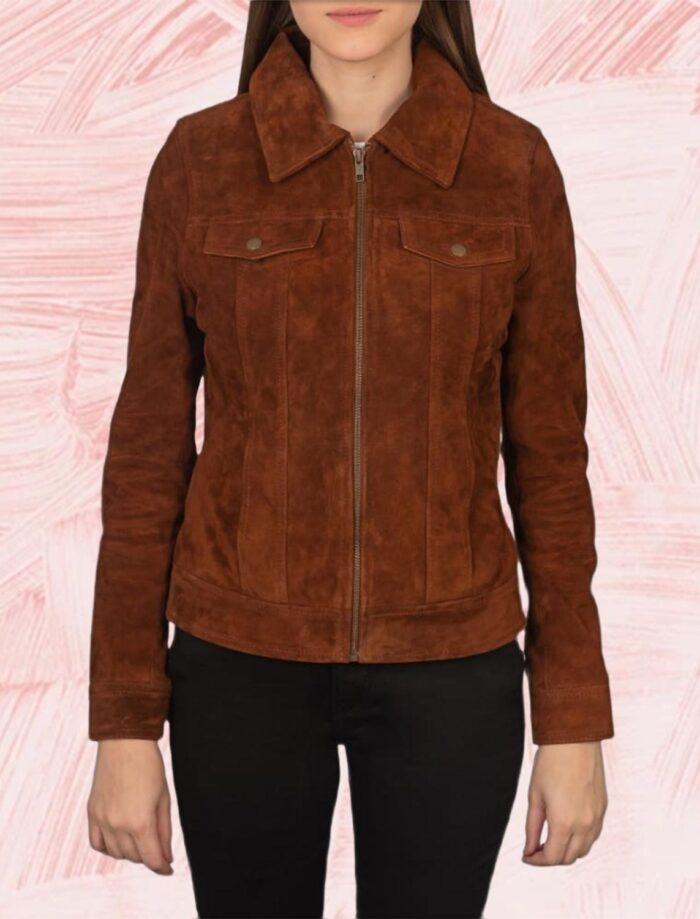 Suzy Brown Suede Trucker Jacket
