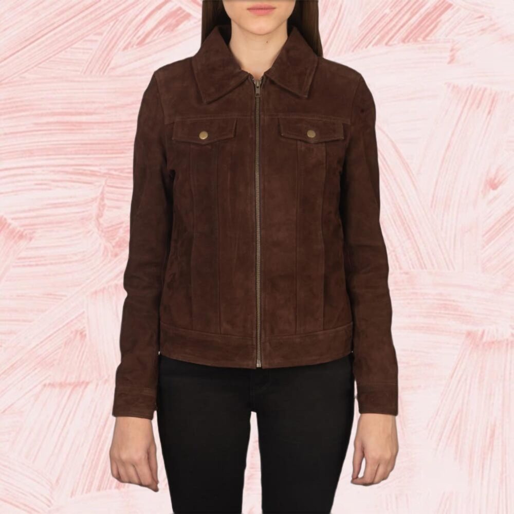 Suzy Mocha Suede Trucker Jacket
