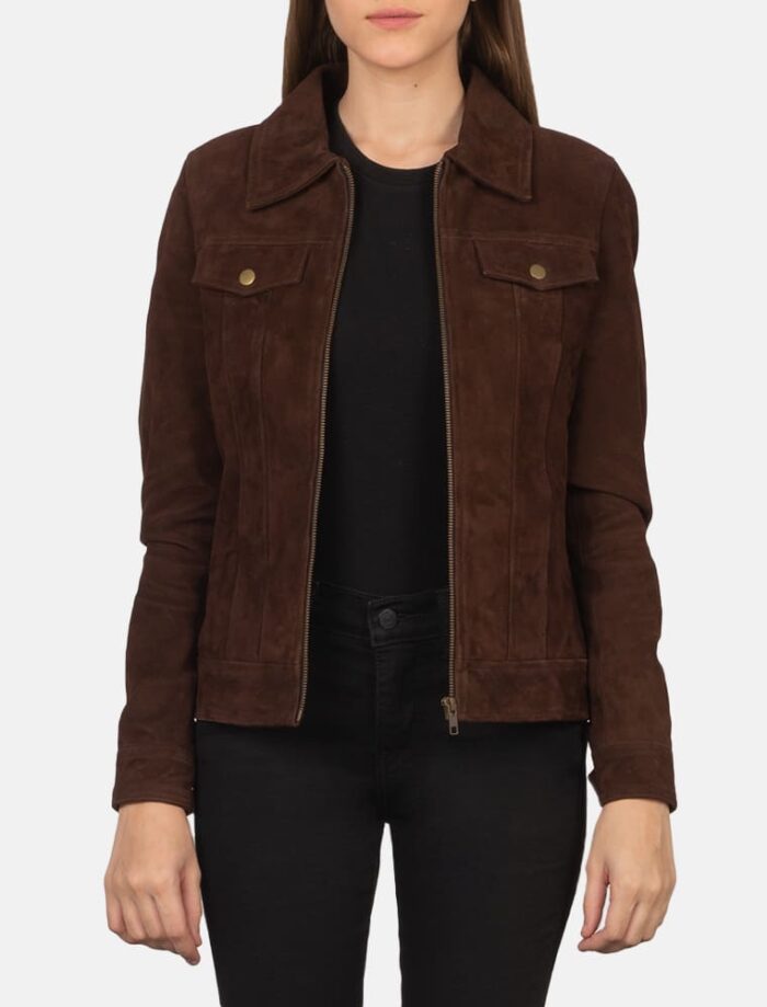 Suzy Mocha Suede Trucker Jacket