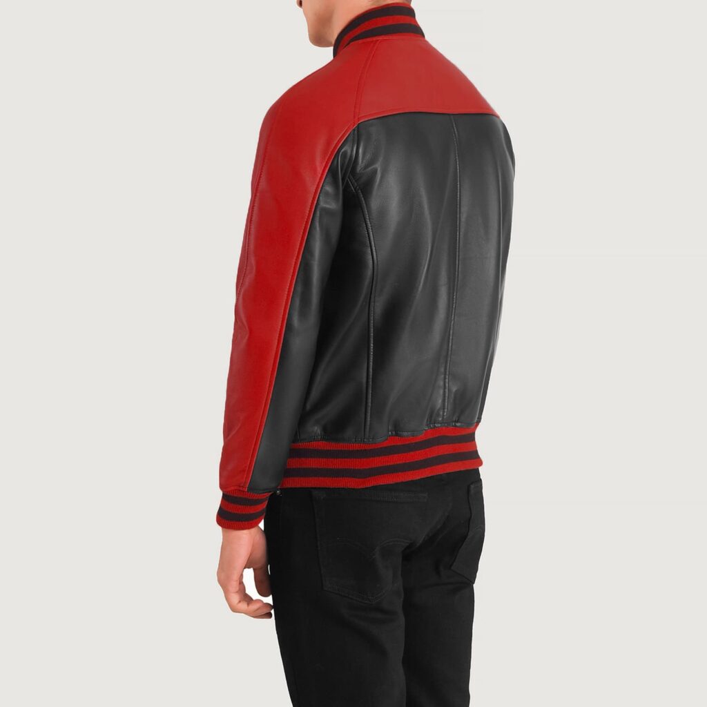 Terrance Black & Red Leather Varsity Jacket 5