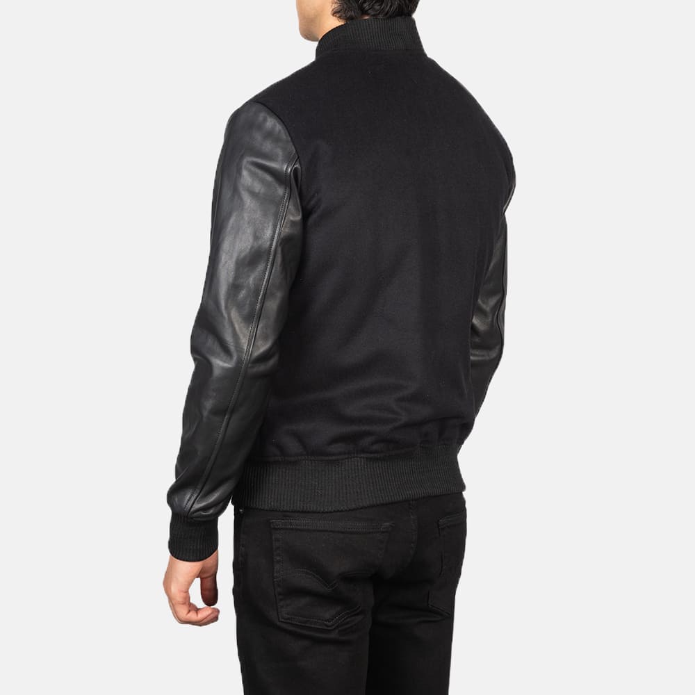 Vaxton Black Hybrid Varsity Jacket 5