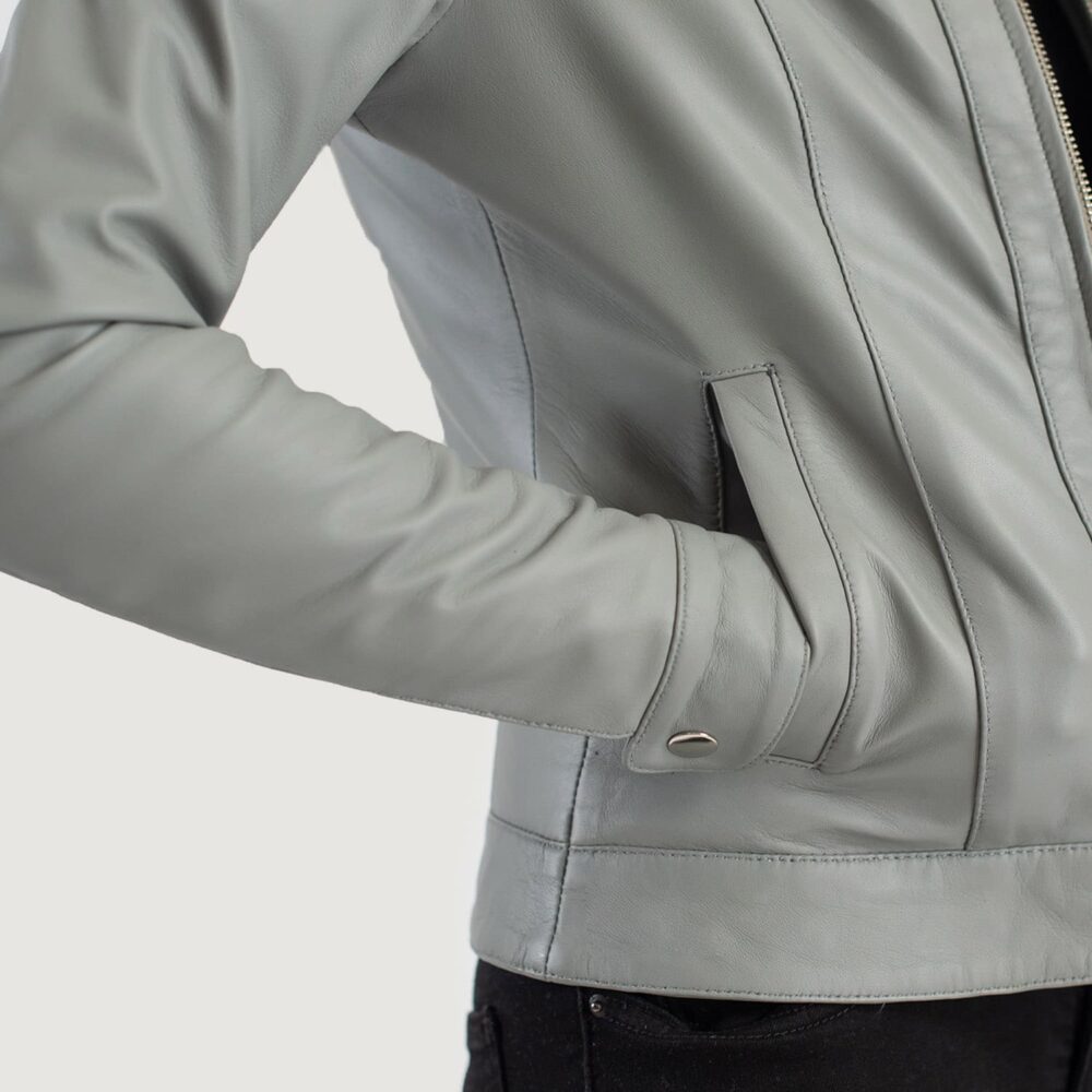 Vixen Grey Classic Collar Leather Jacket