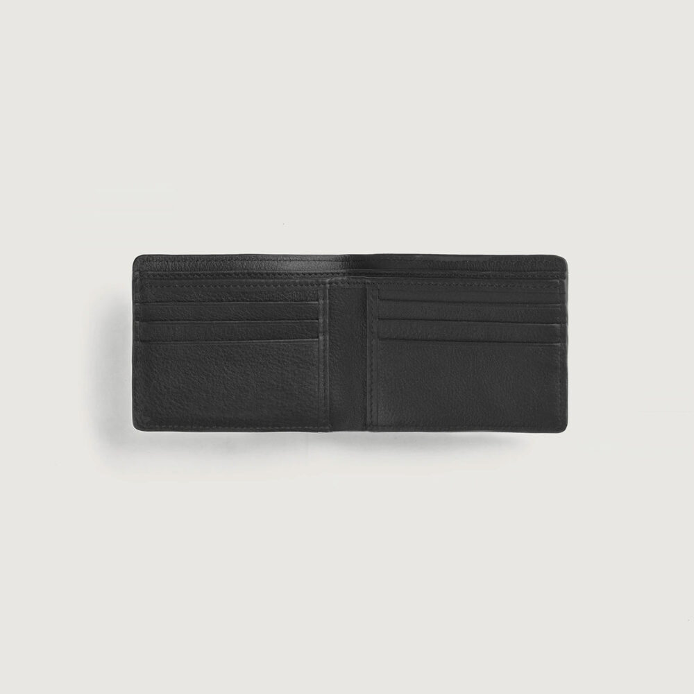 Arden Black Leather Bi-Fold Wallet