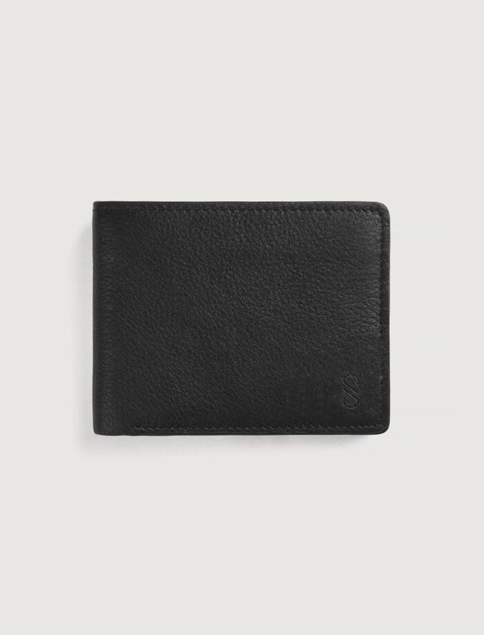 Arden Black Leather Bi-Fold Wallet