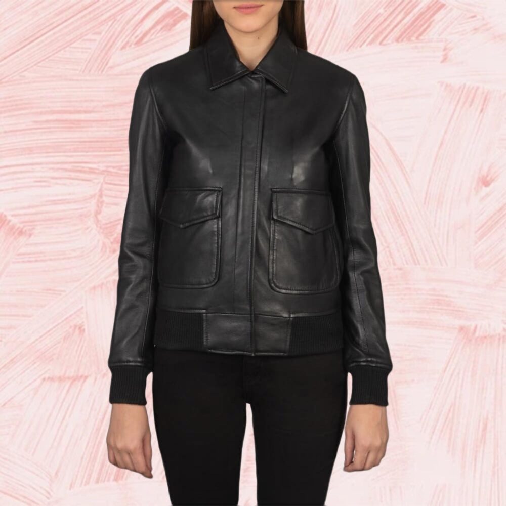 Westa A-2 Black Leather Bomber Jacket