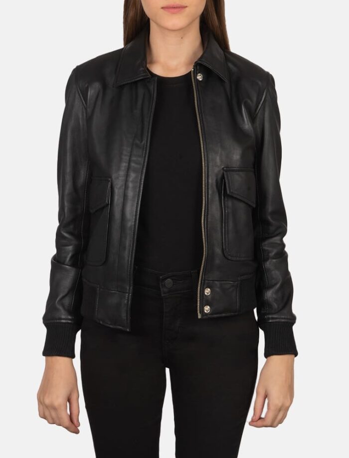 Westa A-2 Black Leather Bomber Jacket