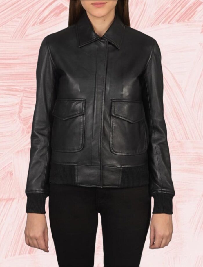 Westa A-2 Black Leather Bomber Jacket