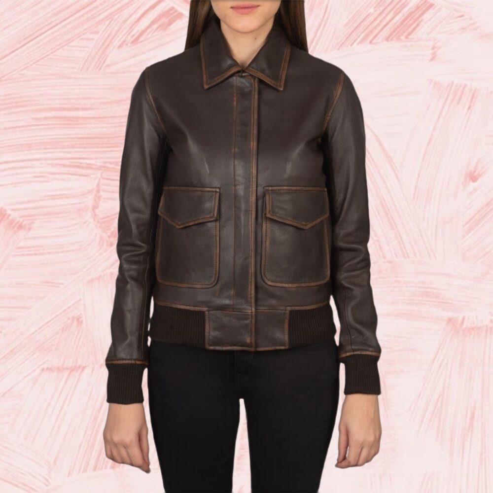 Westa A-2 Brown Leather Bomber Jacket
