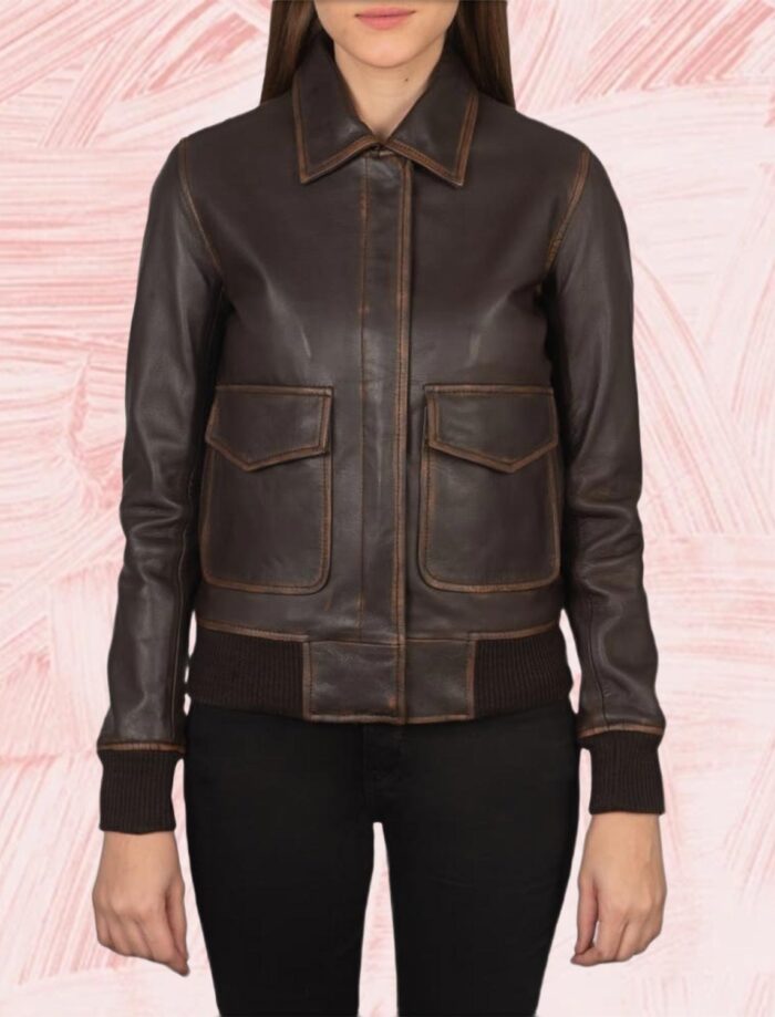 Westa A-2 Brown Leather Bomber Jacket