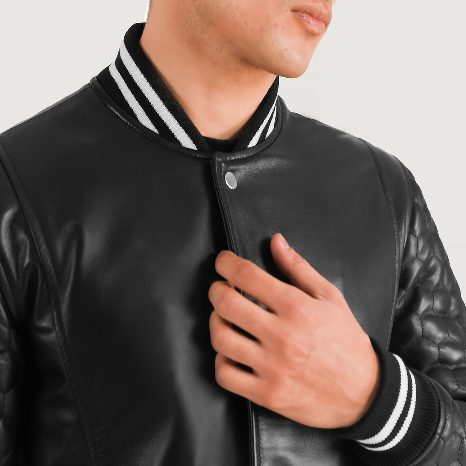 Wilde Black Leather Varsity Coat 6