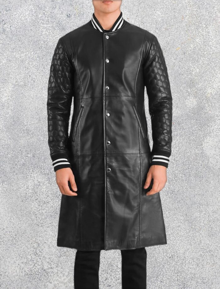 Wilde Black Leather Varsity Coat
