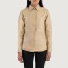 Zenith Beige Leather Shirt Jacket