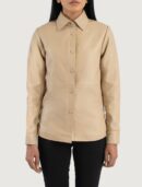 Zenith Beige Leather Shirt Jacket