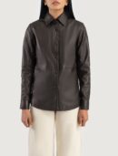 Zenith Brown Leather Shirt Jacket