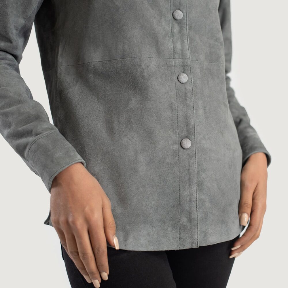 Zenith Grey Suede Leather Shirt Jacket