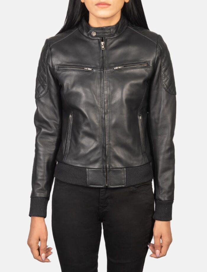 Saltco Zenna Black Leather Bomber Jacket