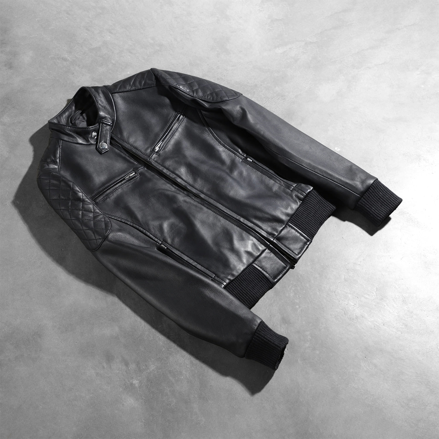 Saltco Zenna Black Leather Bomber Jacket