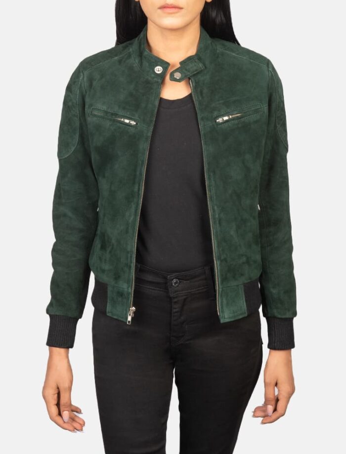 Saltco Zenna Green Suede Bomber Jacket